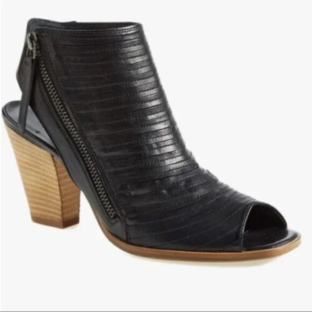Paul Green Womens Cayanne Leather Peep Block Heel Ankle Booties 5 US 7.5